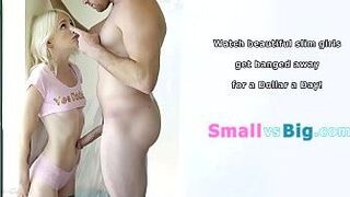 Высокий чувак трахает свою миниатюрную подругу-блондинку - порно видео