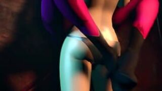 Морриган Эенсланд обучает Аватару Корру, как изгибаться над девушками - порно видео